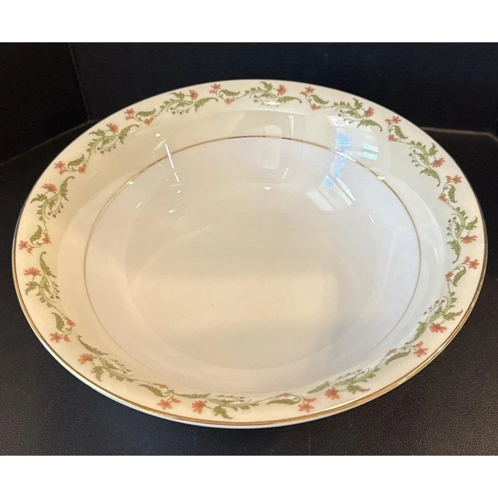 Heinrich Selb Bavaria‎ Germany Gold Trim Pink Flowers Serving Vegetable Bowl